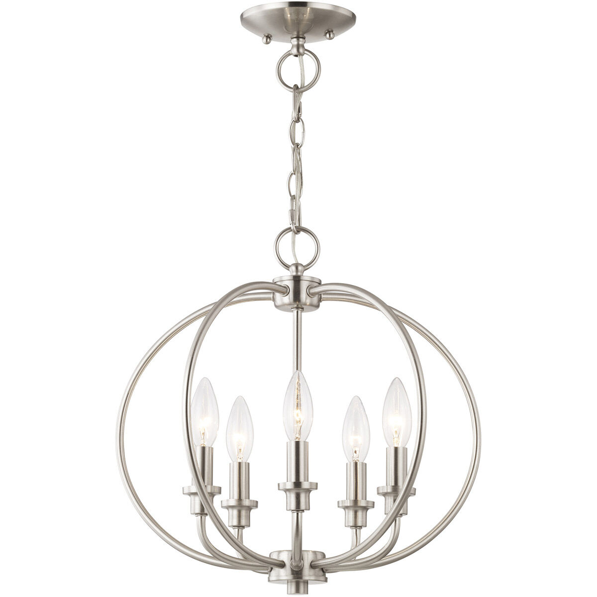 Milania 5 Light 16 inch Brushed Nickel Convertible Mini Chandelier/Ceiling Mount Ceiling Light