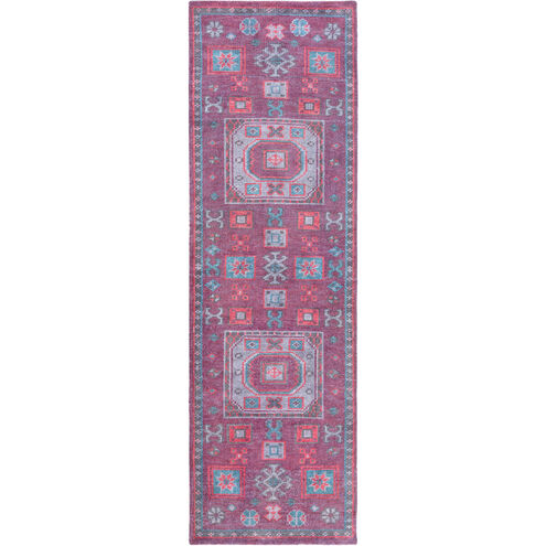 Greta 96 X 30 inch Red and Blue Runner, Wool