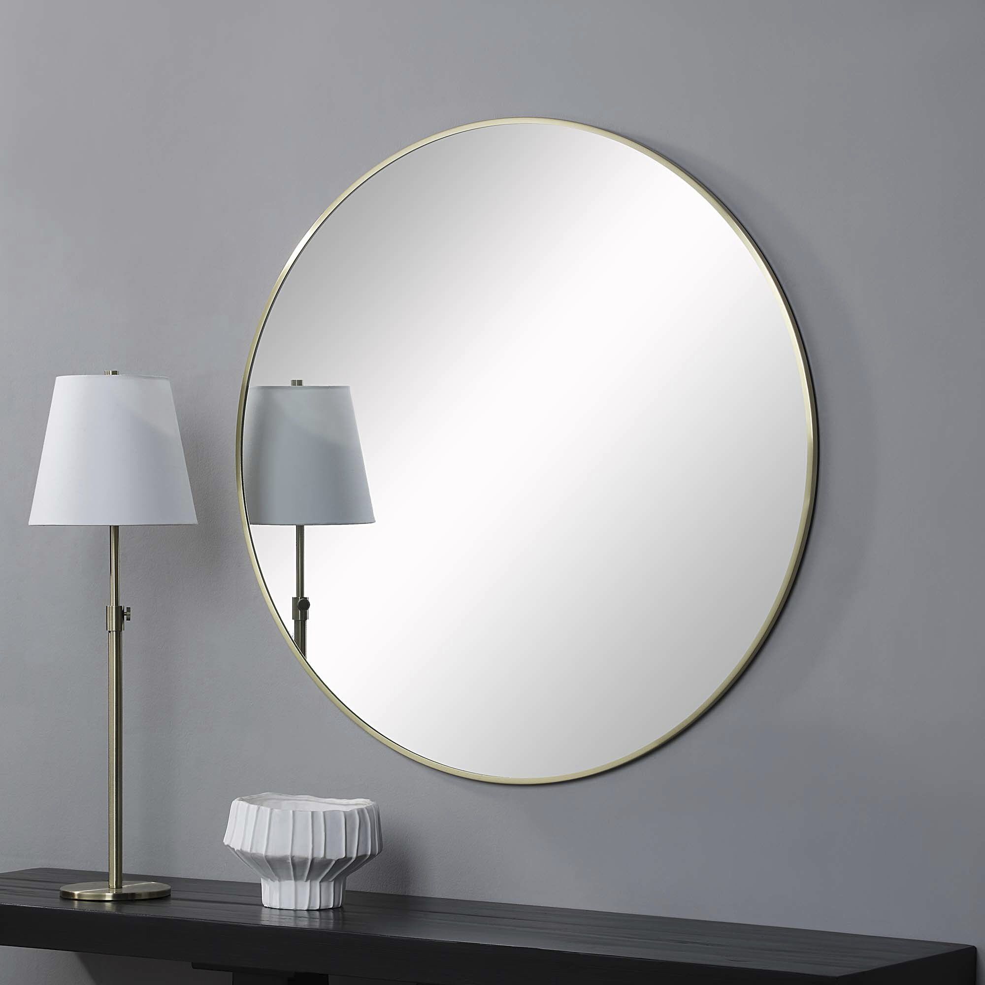 Grady 40 X 40 inch Clear and Satin Brass Wall Mirror
