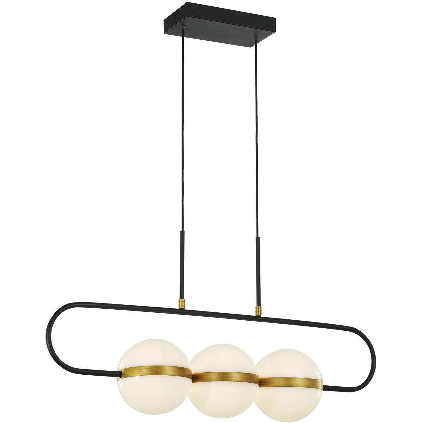Tagliato LED 32 inch Matte Black/Brushed Gold Linear Pendant Ceiling Light in Matte Black / Brushed Gold