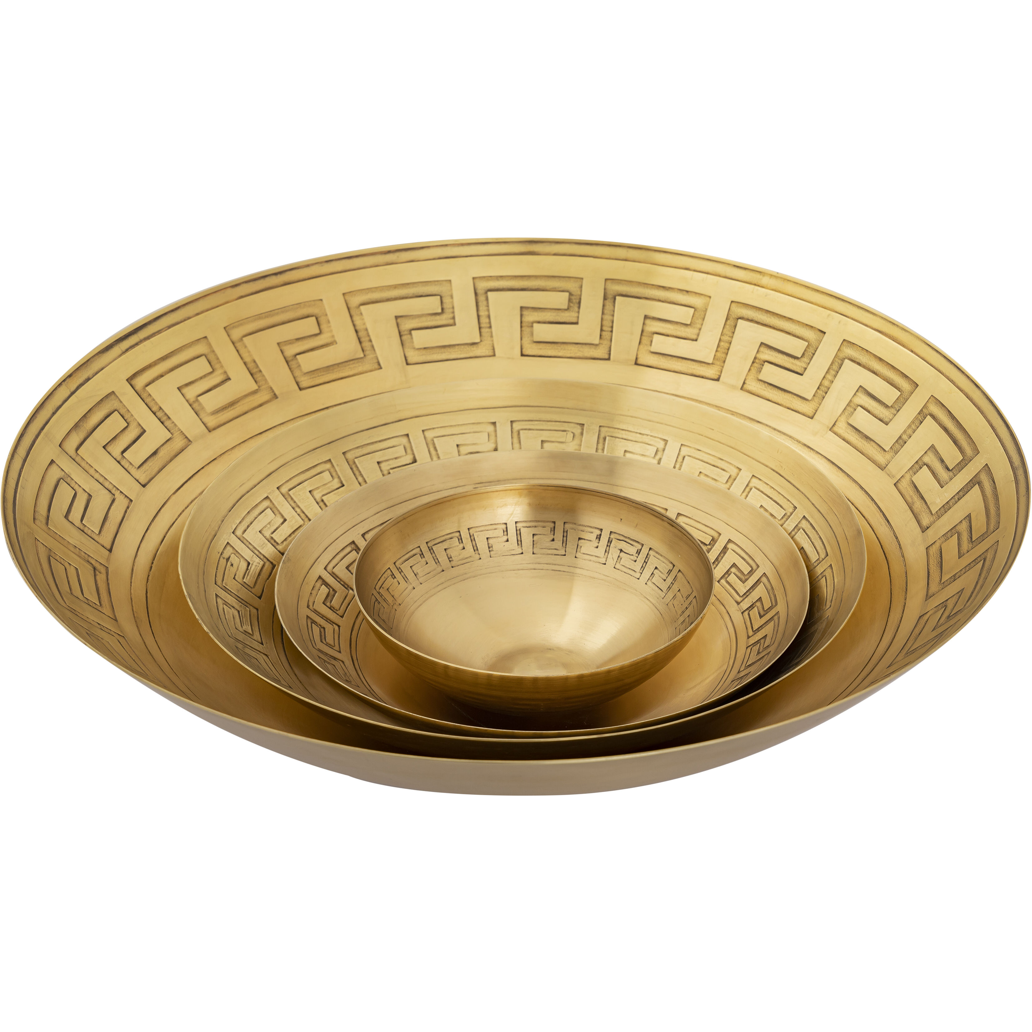 Greek Key 19 X 5 inch Centerpiece Bowl in Antique Brass