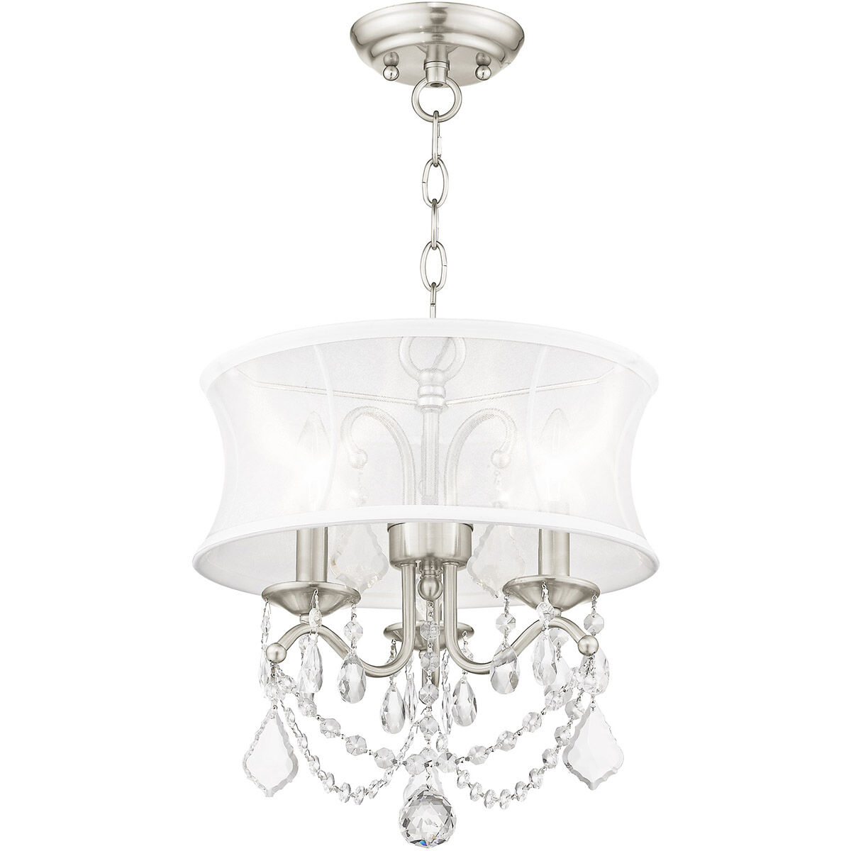Newcastle 3 Light 13 inch Brushed Nickel Convertible Mini Chandelier/Ceiling Mount Ceiling Light