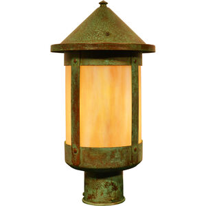 Berkeley 1 Light 13.25 inch Mission Brown Post Mount in Amber Mica