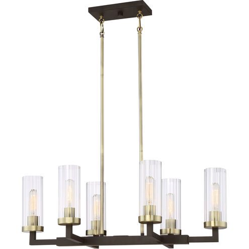 Ainsley Court 6 Light 30 inch Aged Kinston Bronze/Brushed Island Light Ceiling Light