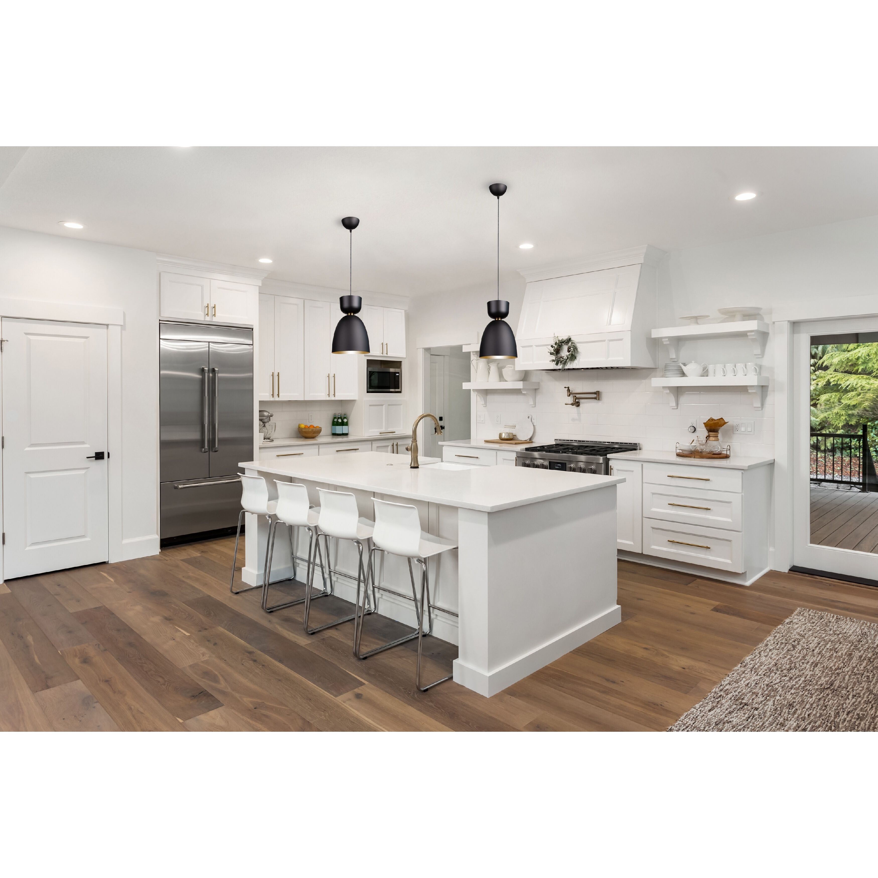 Tempo LED 9 inch Matte Black and Brass Pendant Ceiling Light