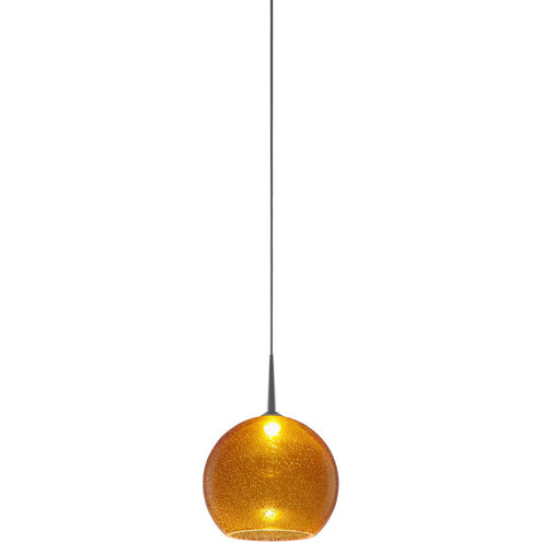 Bobo LED 6 inch Chrome Small Pendant Ceiling Light in Amber Glass
