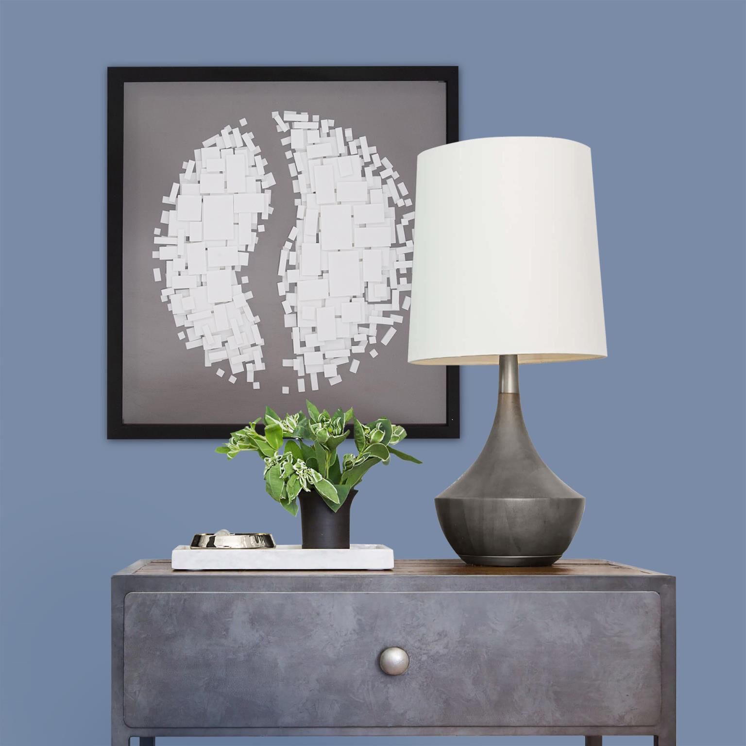 Abstract Paper Globe Gray/Black/White Shadowbox Art