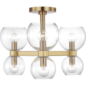 kate spade new york Londyn 6 Light 20 inch Burnished Brass with Clear Glass Semi-Flush Mount Ceiling Light