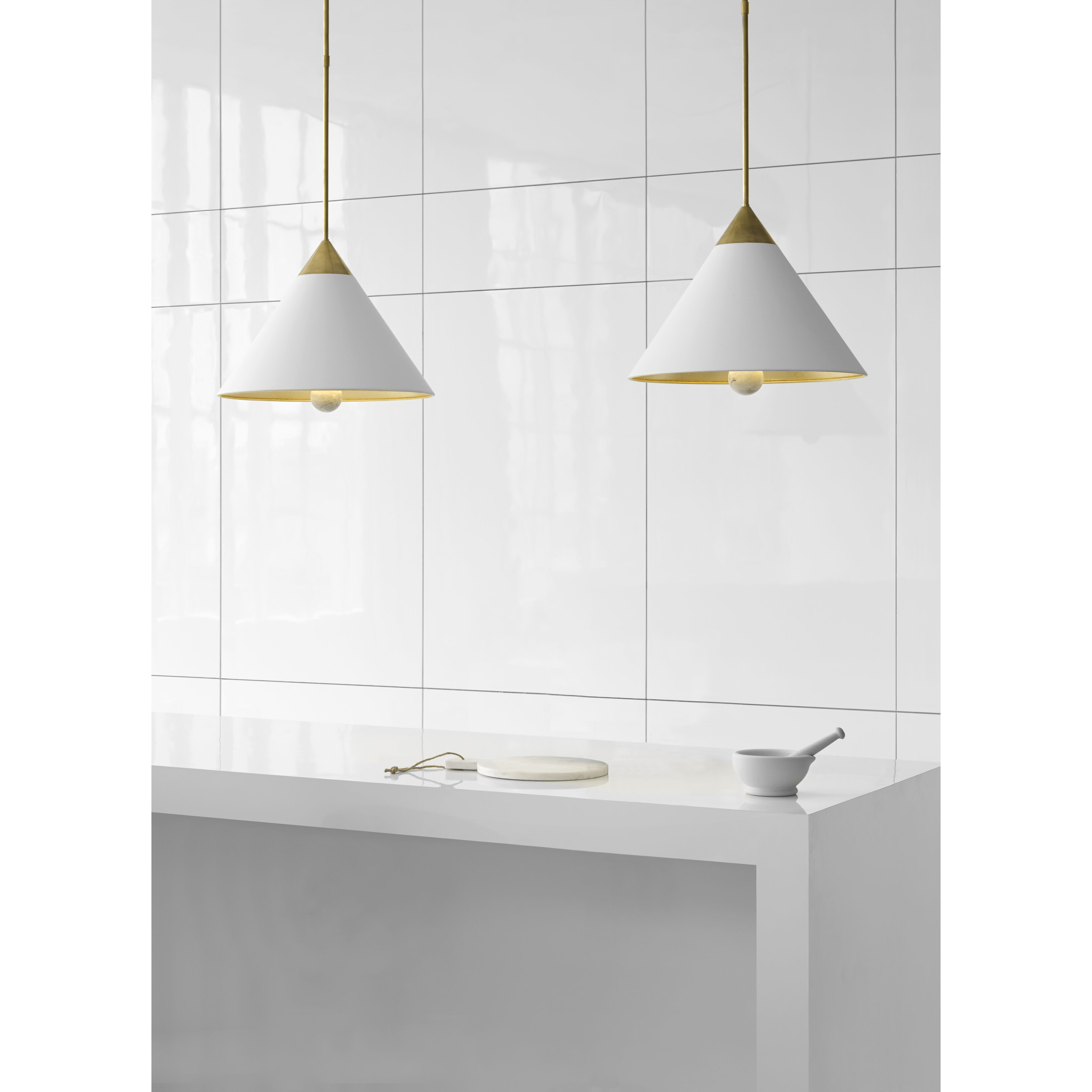 Kelly Wearstler Cleo LED 20 inch Antique-Burnished Brass Pendant Ceiling Light in Antique-Burnished Brass and White