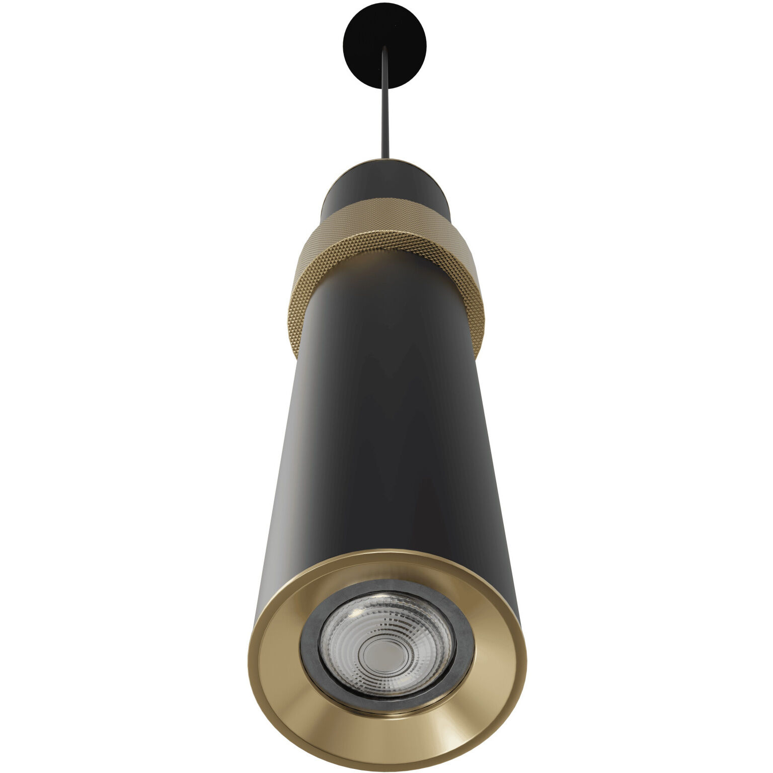Cicada LED 3 inch Black with Knurled Brass Pendant Ceiling Light