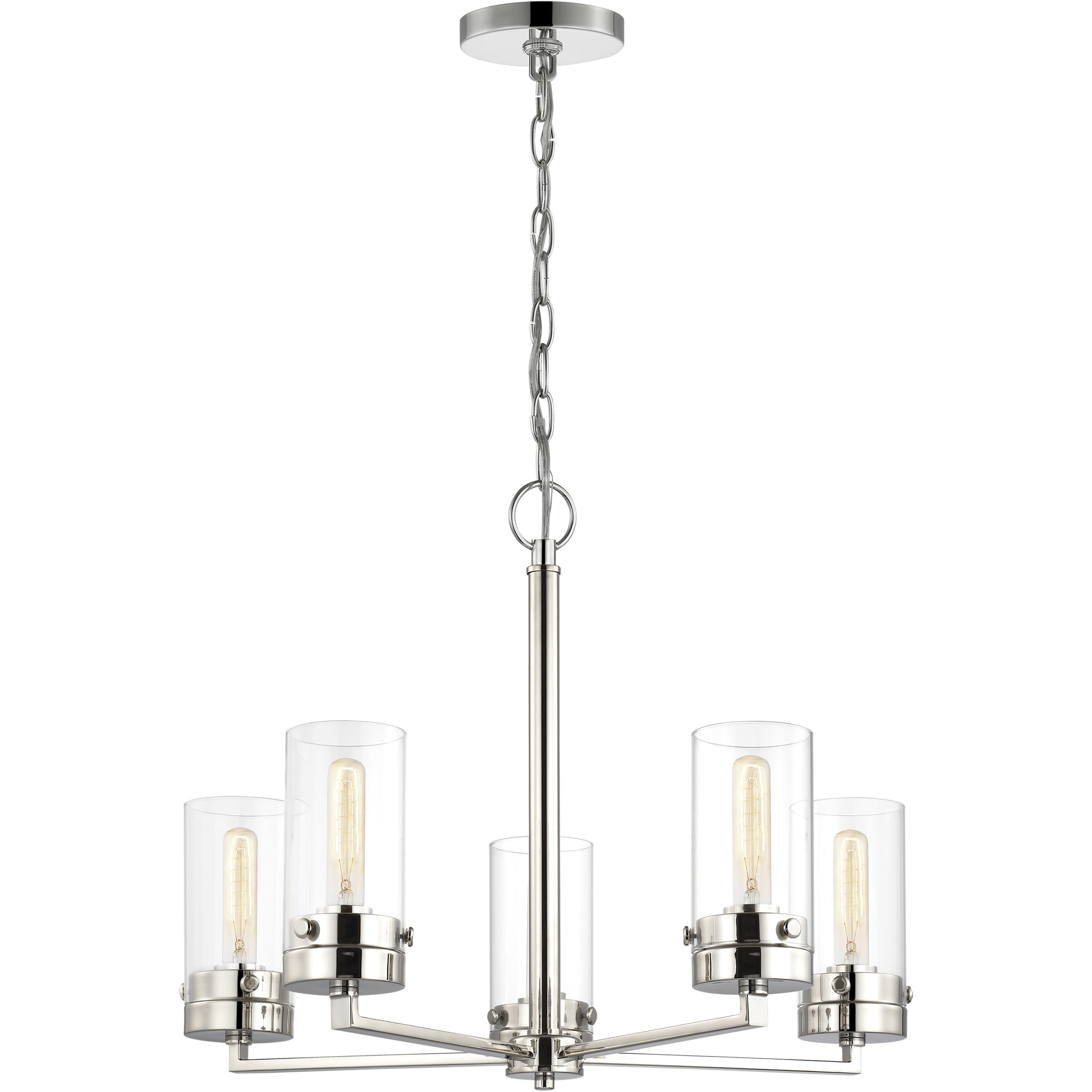 Intersection 5 Light 24 inch Polished Nickel Chandelier Ceiling Light