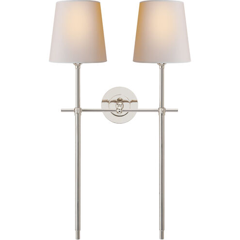 Thomas O'Brien Bryant 2 Light 16 inch Polished Nickel Double Tail Sconce Wall Light in Natural Paper, Large