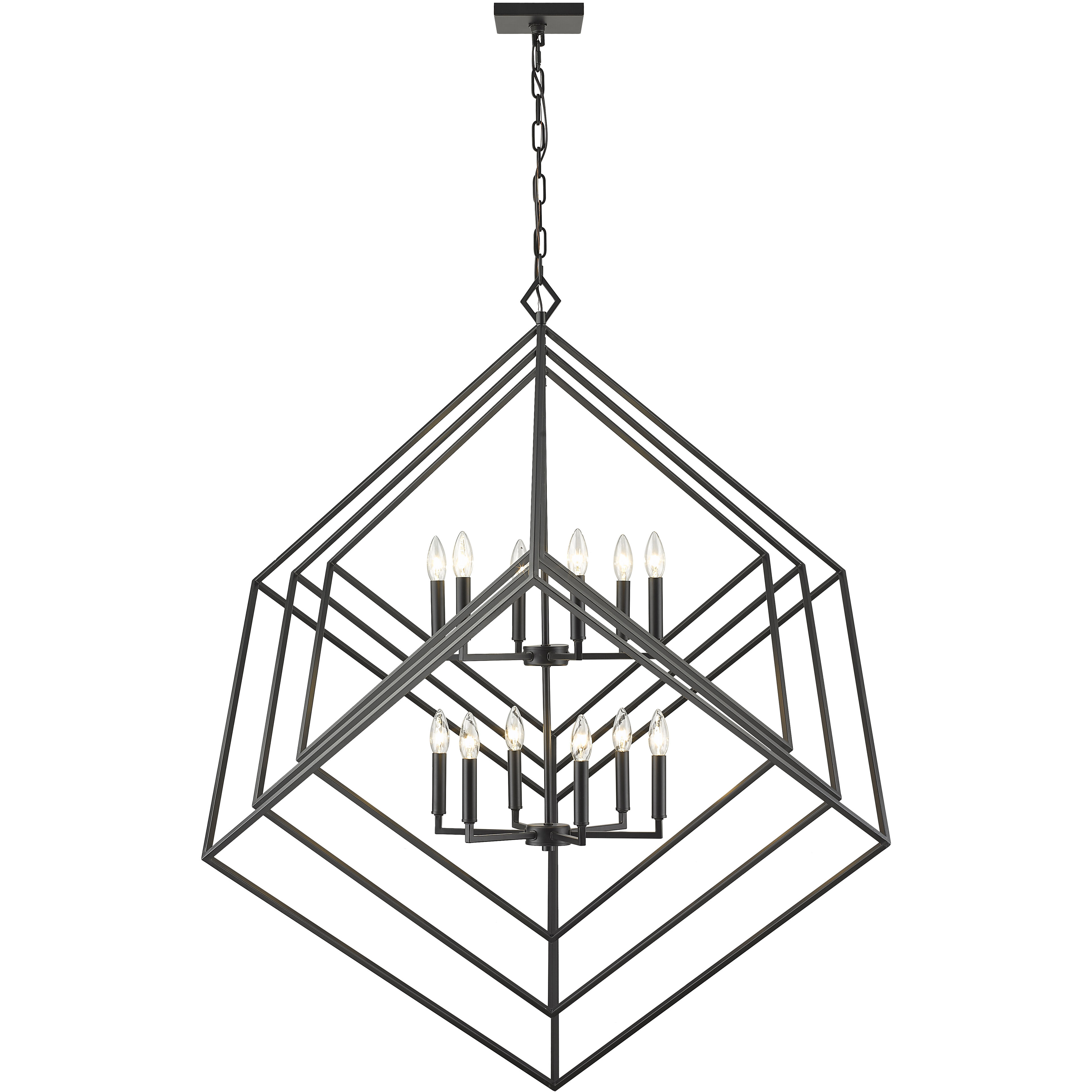 Euclid 12 Light 47.5 inch Matte Black Chandelier Ceiling Light