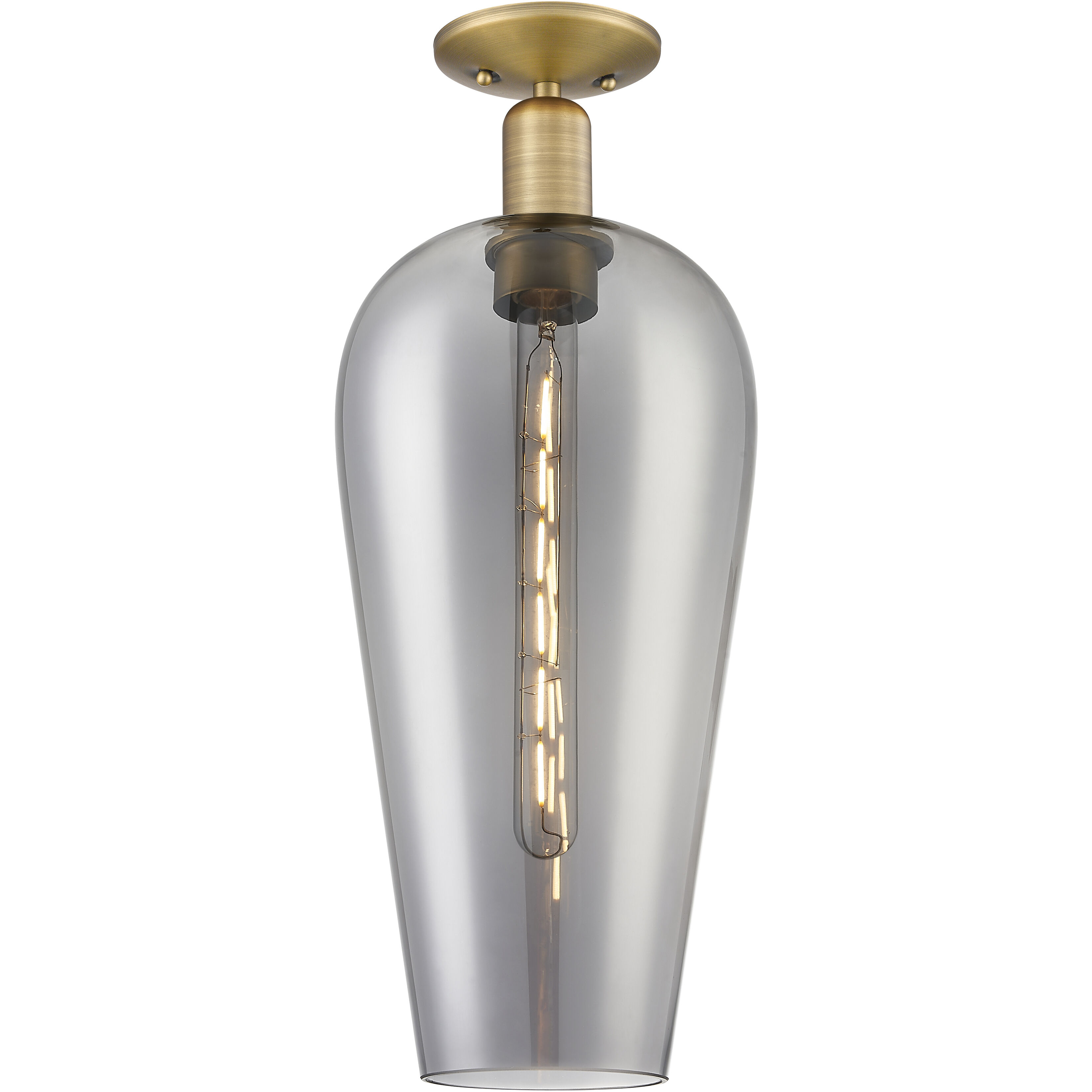 Chelsea 1 Light 8 inch Brushed Brass Semi-Flush Mount Ceiling Light in Light Smoke Deco Swirl Glass