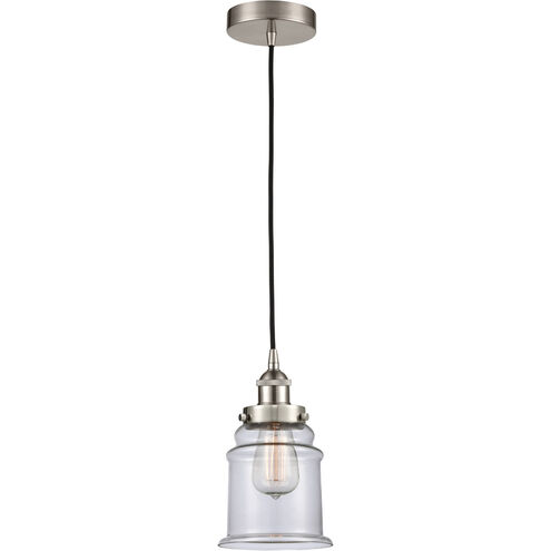 Edison Canton LED 6 inch Brushed Satin Nickel Mini Pendant Ceiling Light