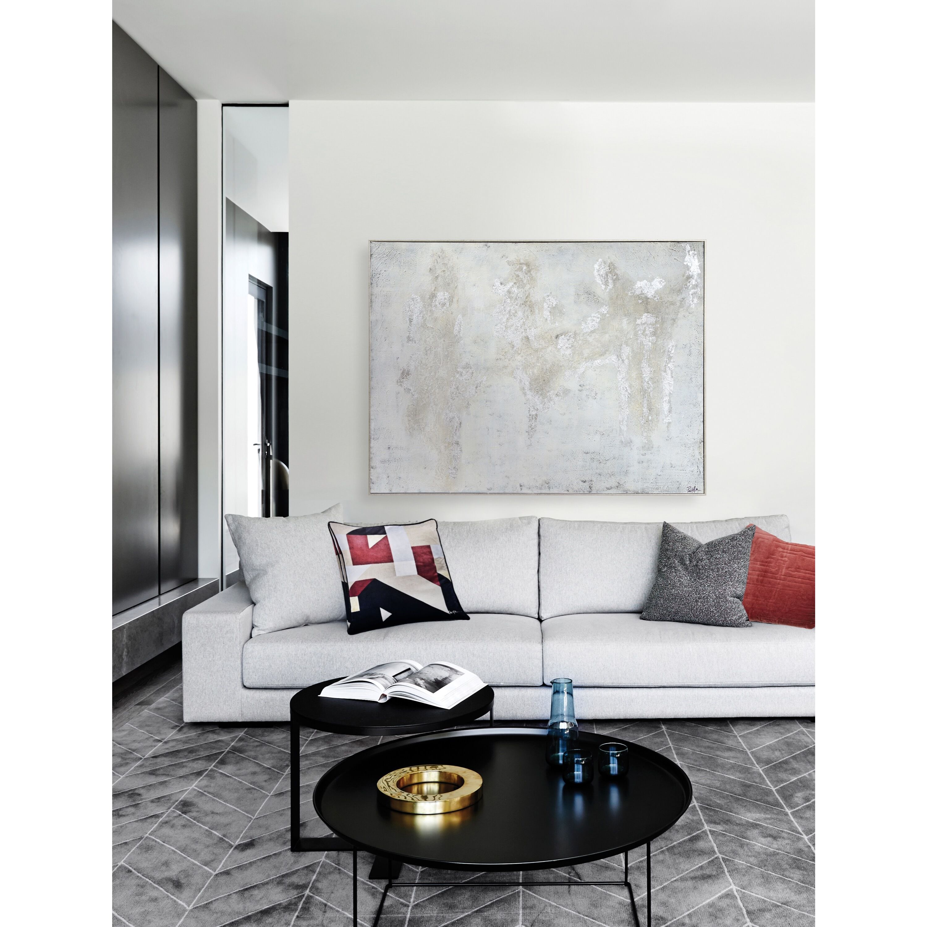 Devonshire Silver/White Canvas Art