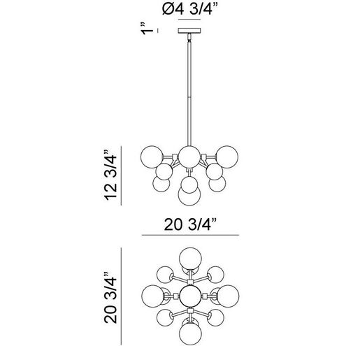 Novu LED 20.75 inch Aged Gold Brass Chandelier Ceiling Light