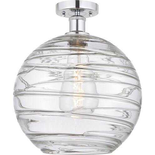 Edison Athens Deco Swirl 1 Light 12 inch Polished Chrome Semi-Flush Mount Ceiling Light