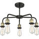 Fenton 5 Light 24.5 inch Black Antique Brass Chandelier Ceiling Light in Clear