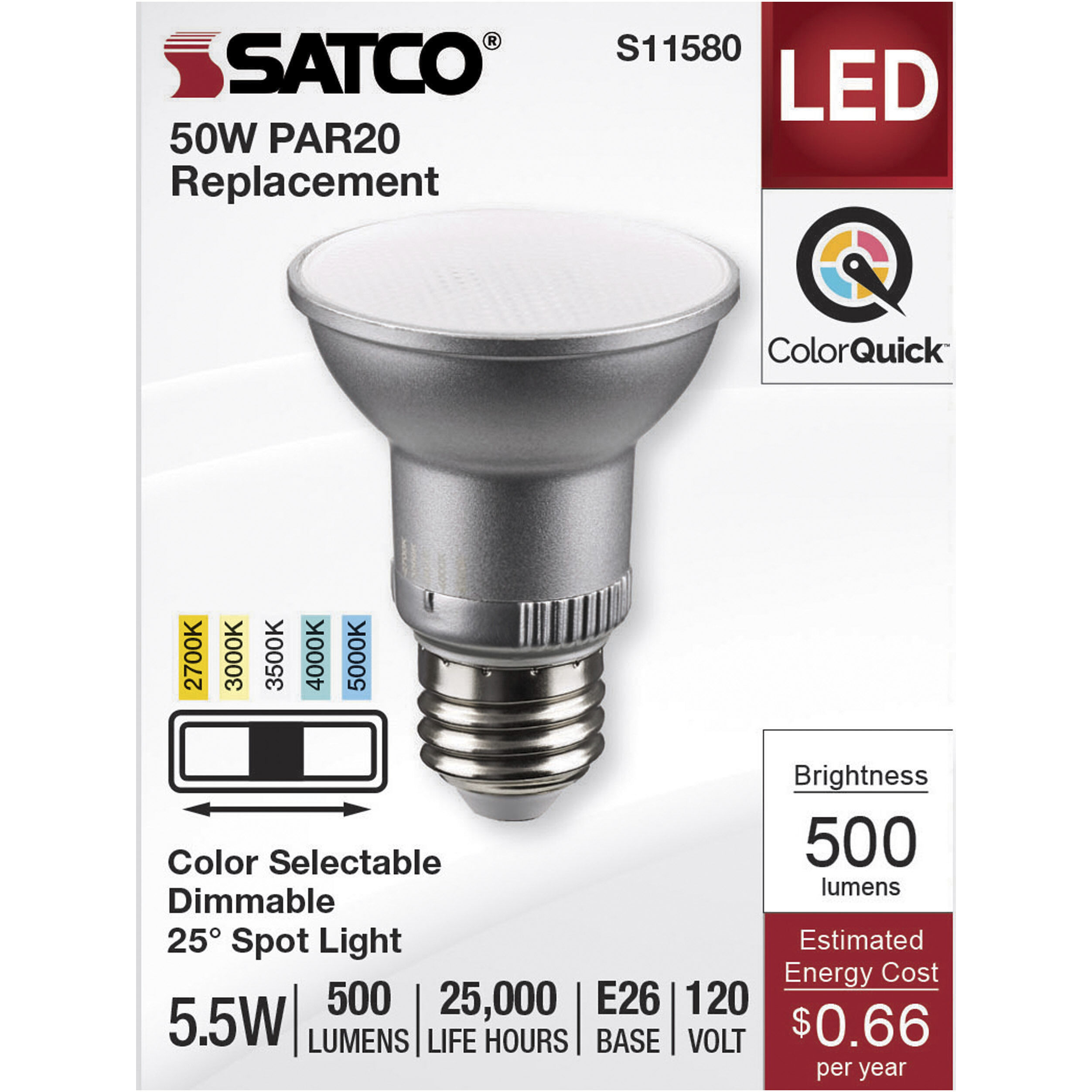 Lumos LED Medium PAR20 5.5 watt 2700K/3000K/3500K/4000K/5000K Light Bulb