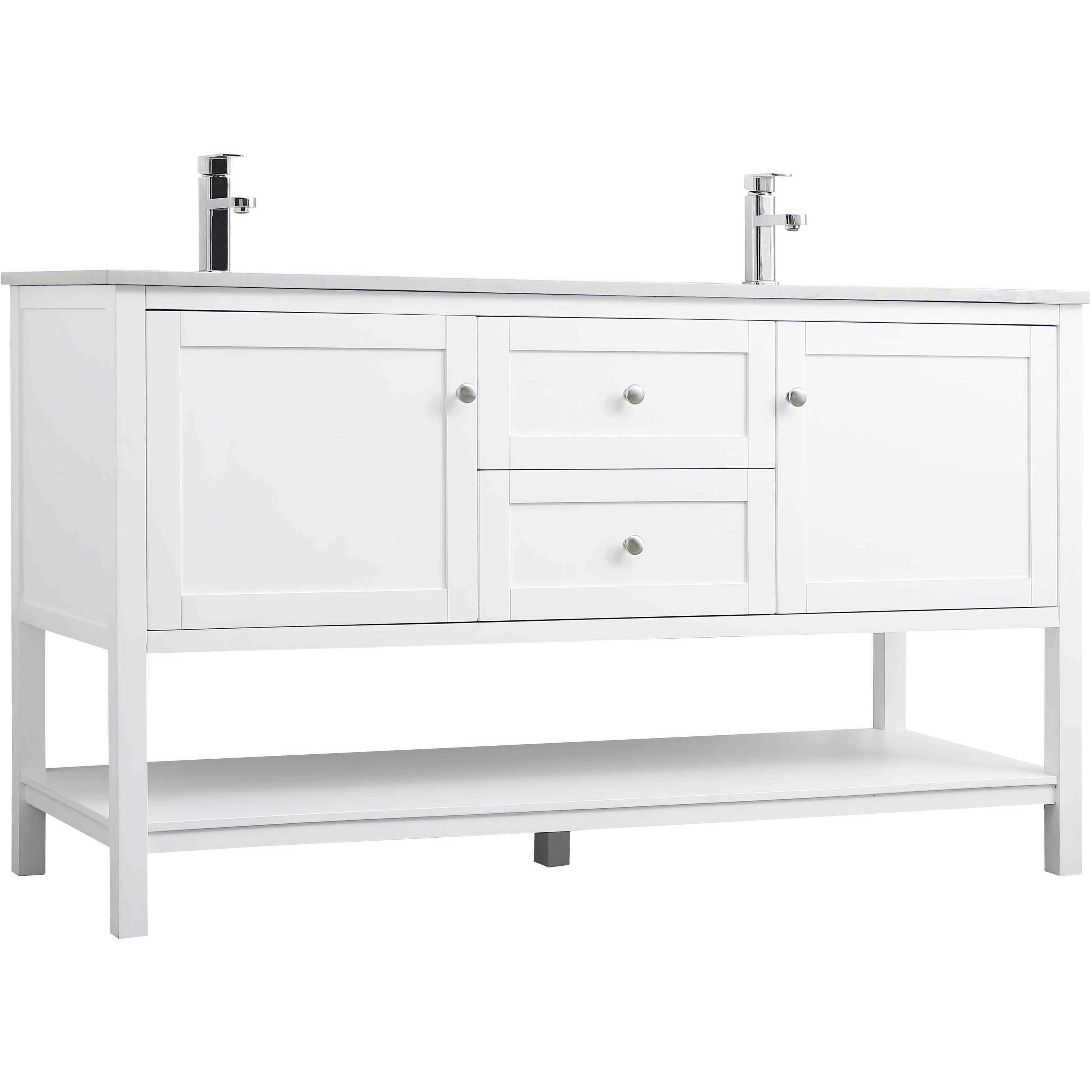 Heath 60 X 21.5 X 35 inch White Vanity Sink Set