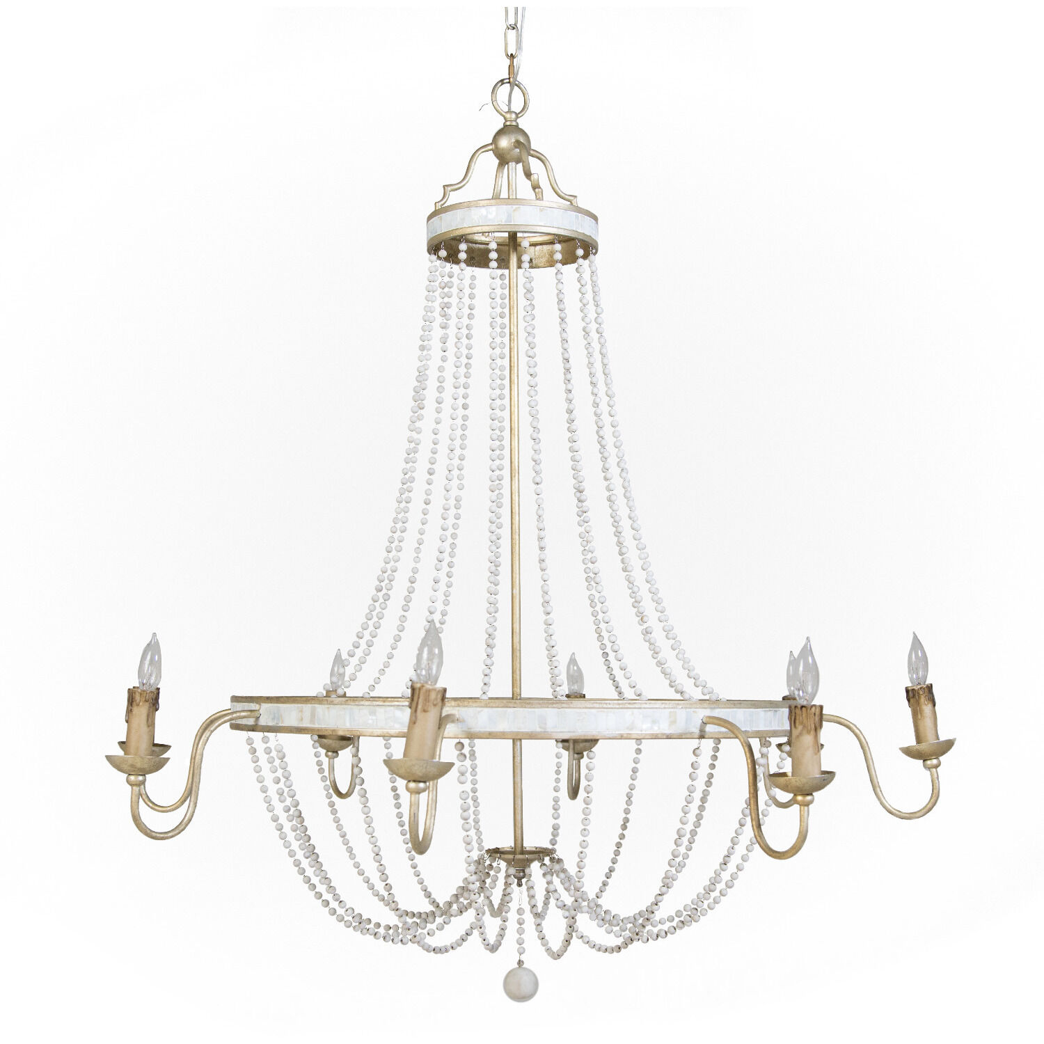 Corinna 8 Light 42.25 inch Champagne Silver / Antique White Chandelier Ceiling Light