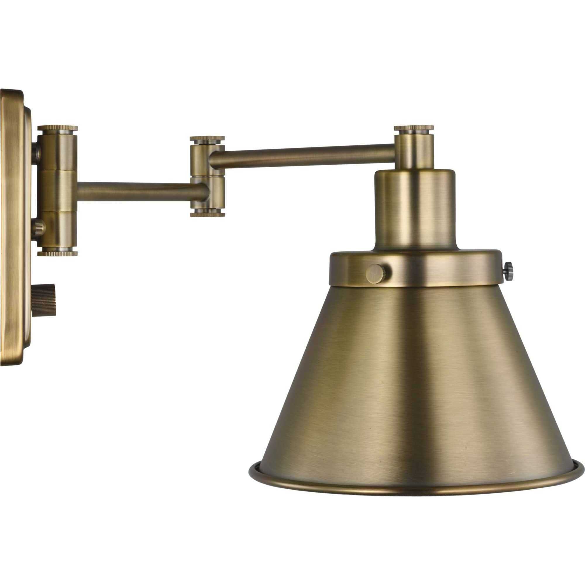 Hinton 12 inch 60.00 watt Vintage Brass Swing Arm Wall Light