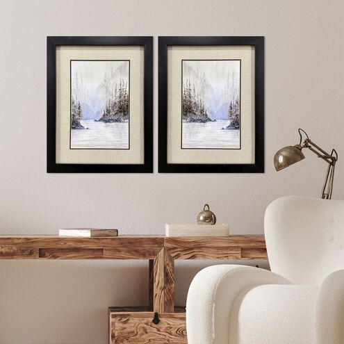 Mountain River Gray and Neutral and Blue and Brown Framed Art