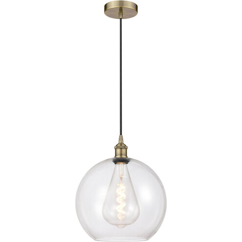Edison Athens 1 Light 12 inch Antique Brass Mini Pendant Ceiling Light
