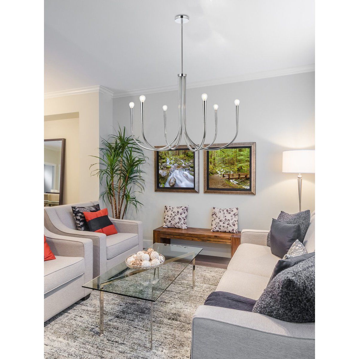 Layne 6 Light 36 inch Chrome Chandelier Ceiling Light