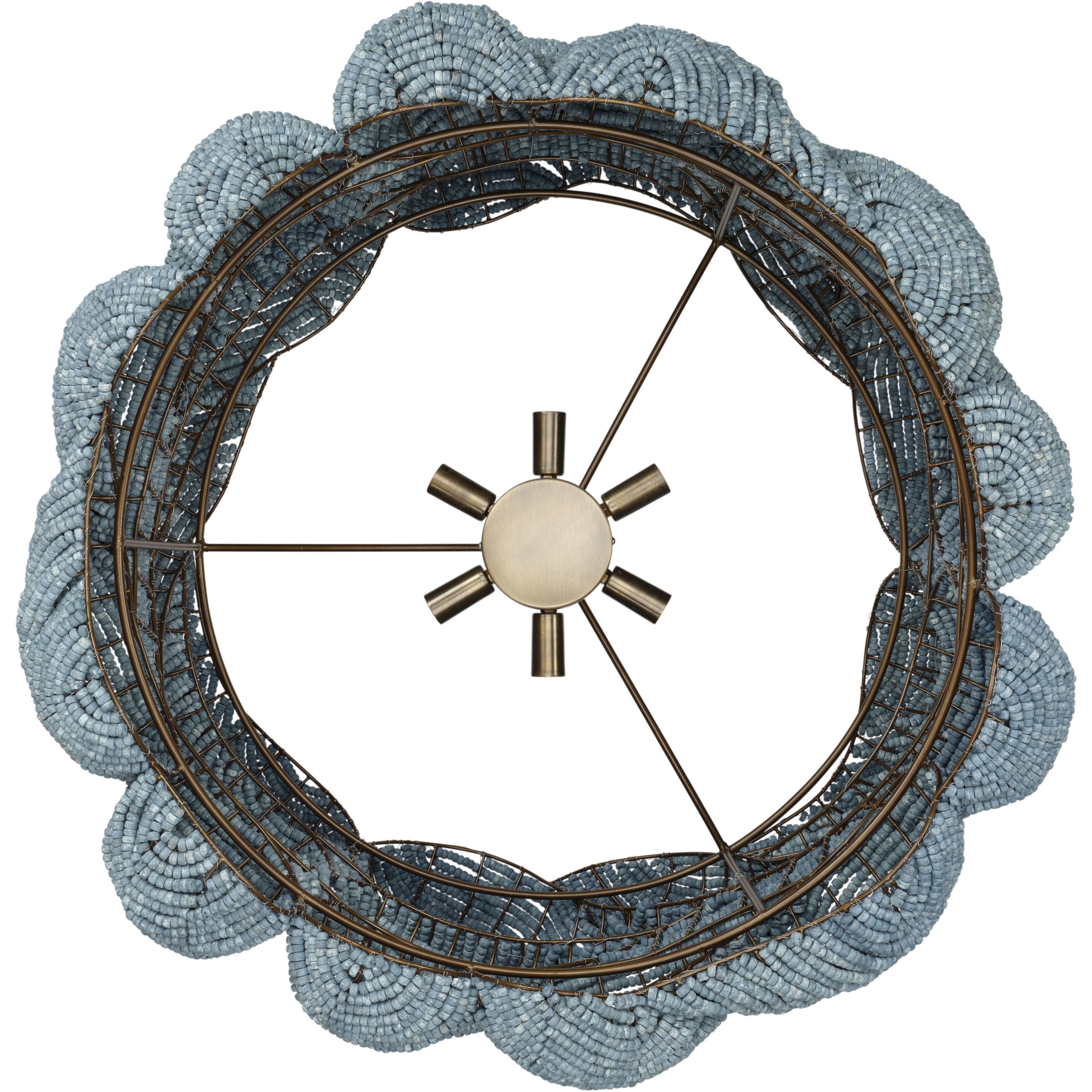 Anguilla LED 36 inch Blue Wood Beads Chandelier Ceiling Light, Large, Inline