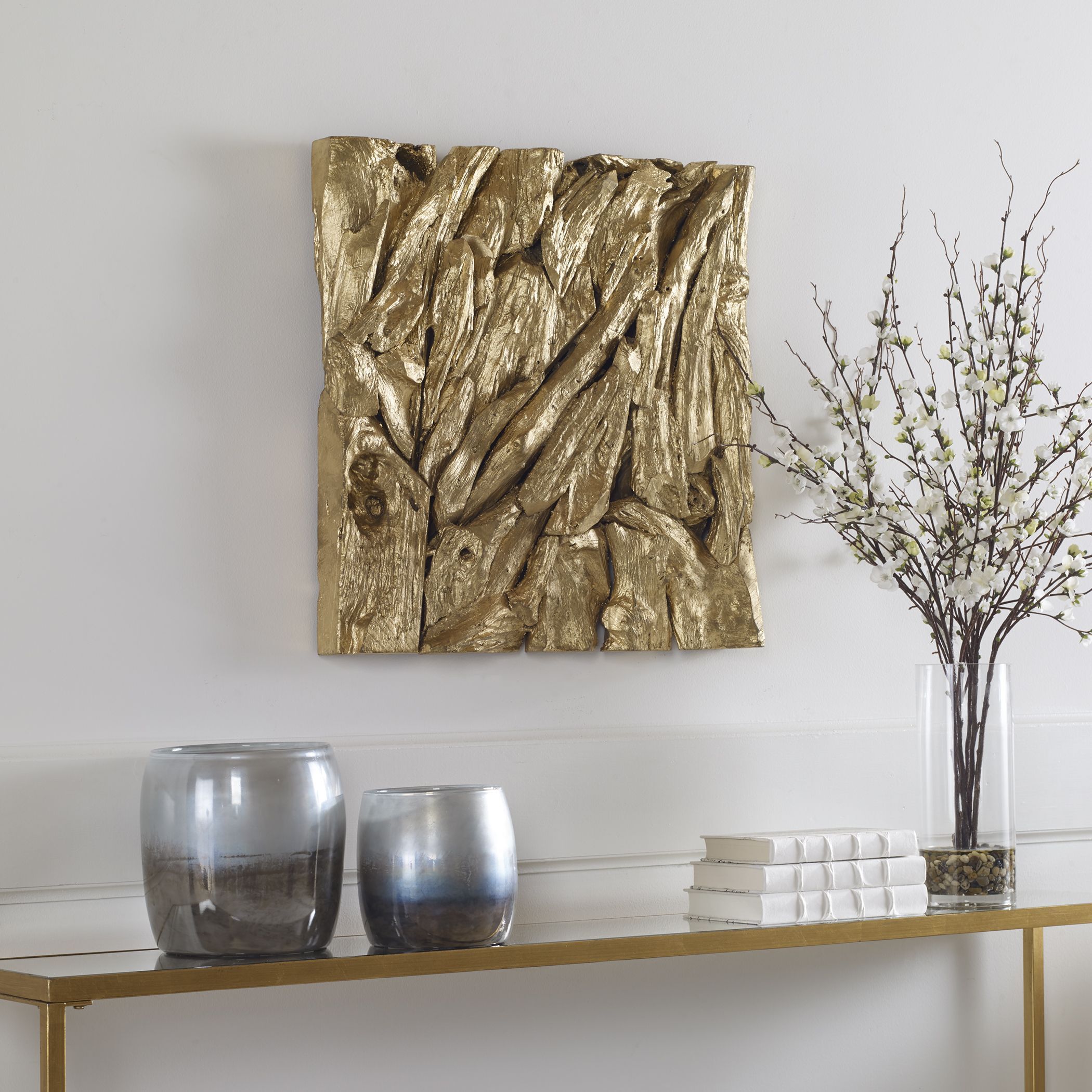 Rio Gold Leaf Wood Wall Decor