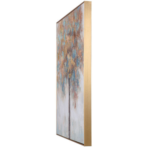 Spring Spruce Teal Blue-Brown-Black-and White with Gold Foil Wall Art