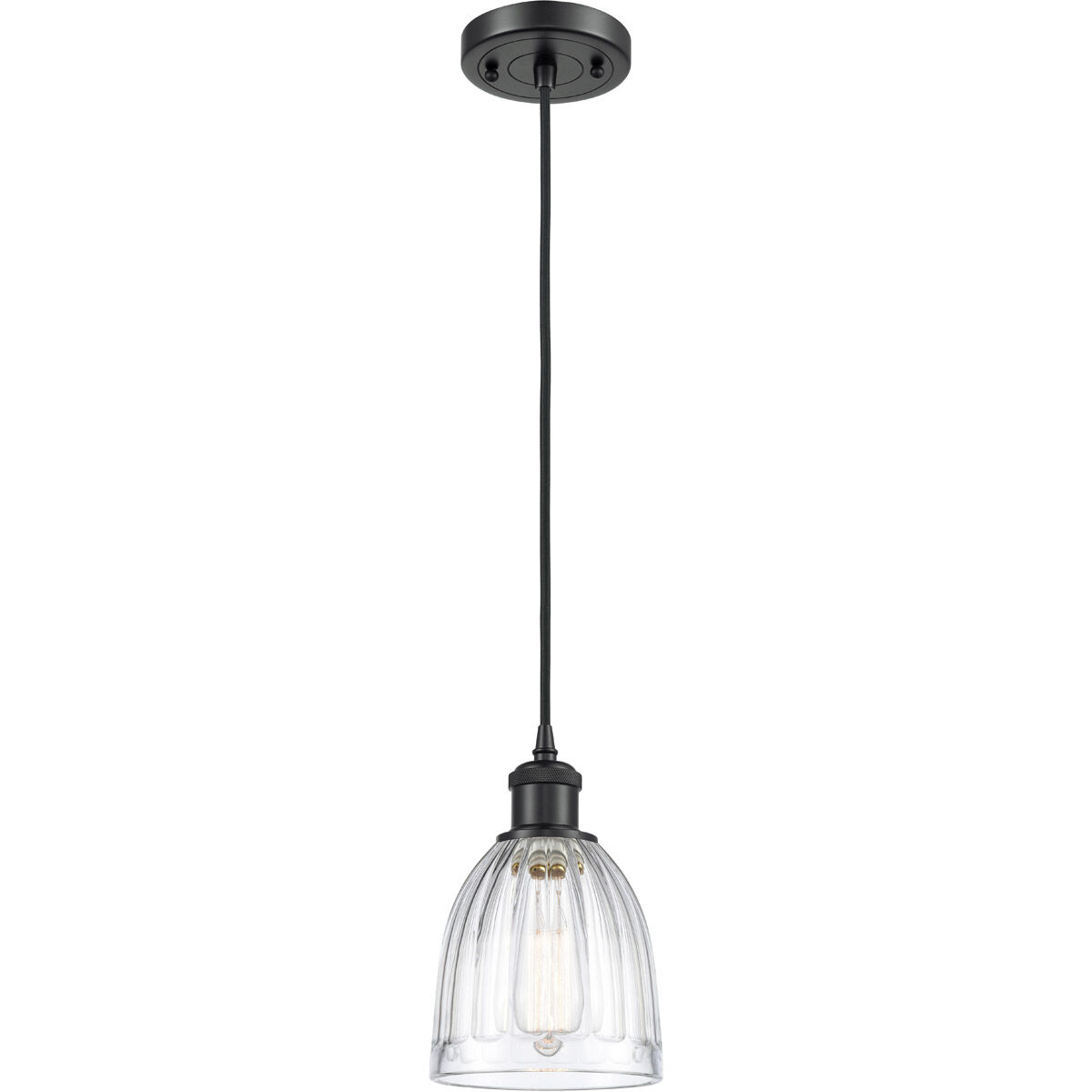 Ballston Brookfield LED 5.75 inch Matte Black Mini Pendant Ceiling Light in Clear Glass, Black Textured, Ballston