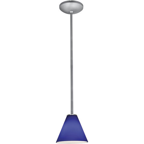 Martini 1 Light 7 inch Brushed Steel Pendant Ceiling Light in Cobalt, Rod