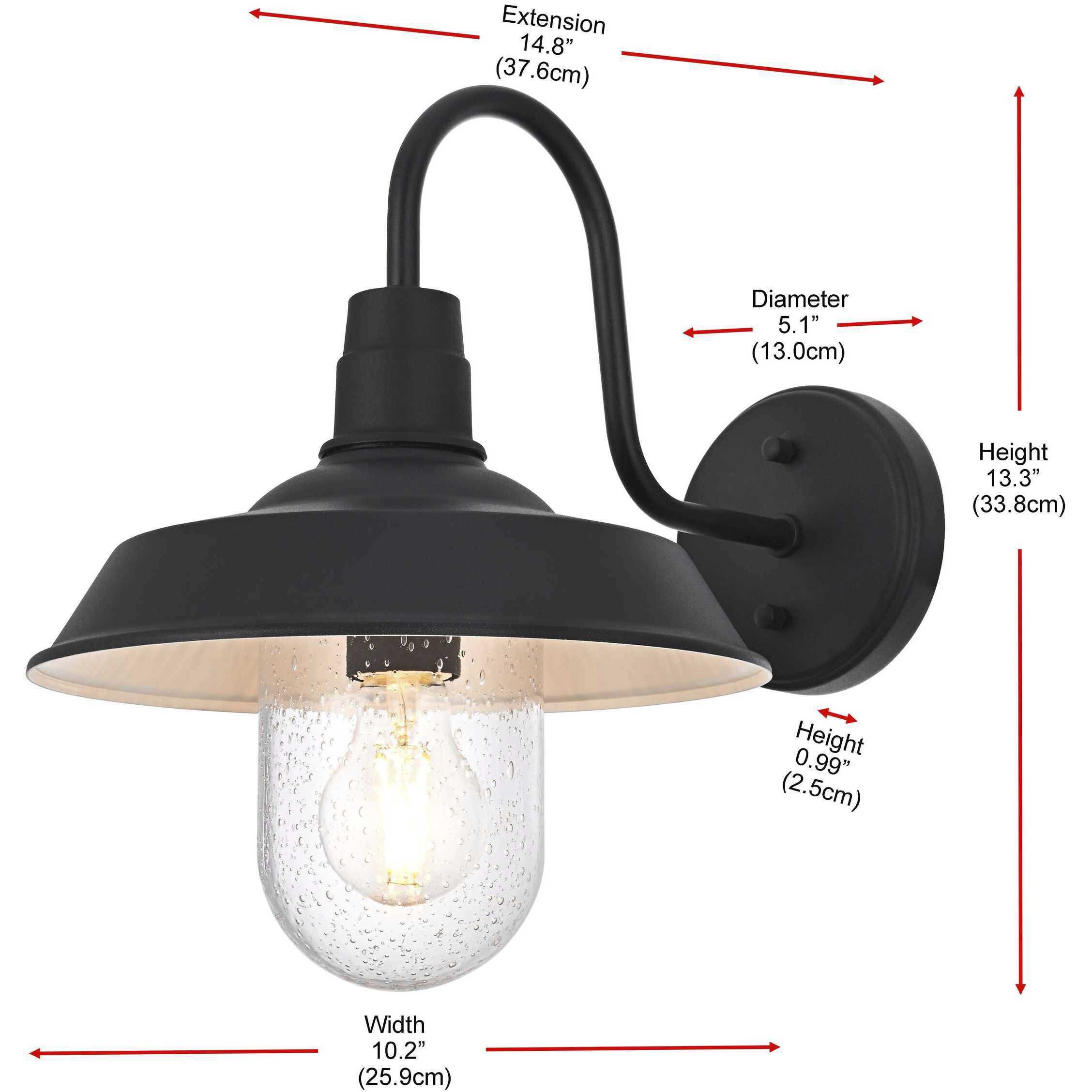 Rayan 1 Light 13 inch Black Outdoor Wall Sconce