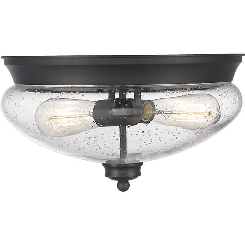Amon 2 Light 13 inch Matte Black Flush Mount Ceiling Light in 4, Matte Opal Glass