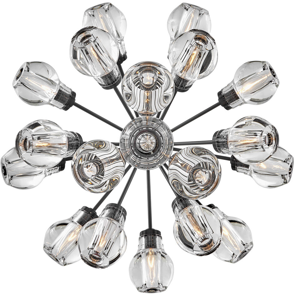 Elise LED 27.25 inch Black Chandelier Ceiling Light, Semi-Flush Mount