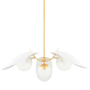 Frond 3 Light 40 inch Gold Leaf/Textured On White Combo Pendant Ceiling Light