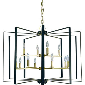 Camille 12 Light 36 inch Polished Nickel with Matte Black Accents Foyer Chandelier Ceiling Light