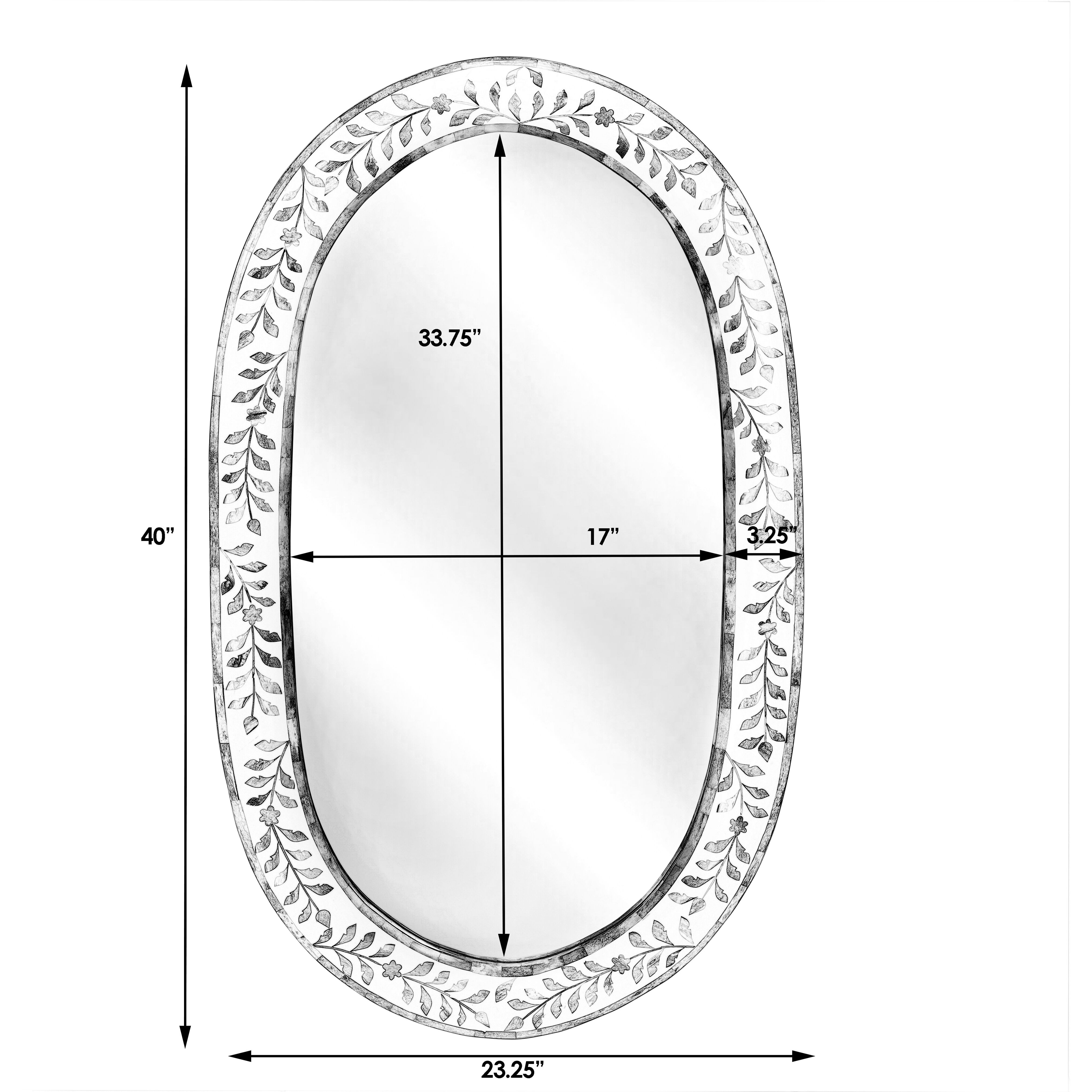 Trubadur and Bone Inlay Wall Mirrored in White and Blue