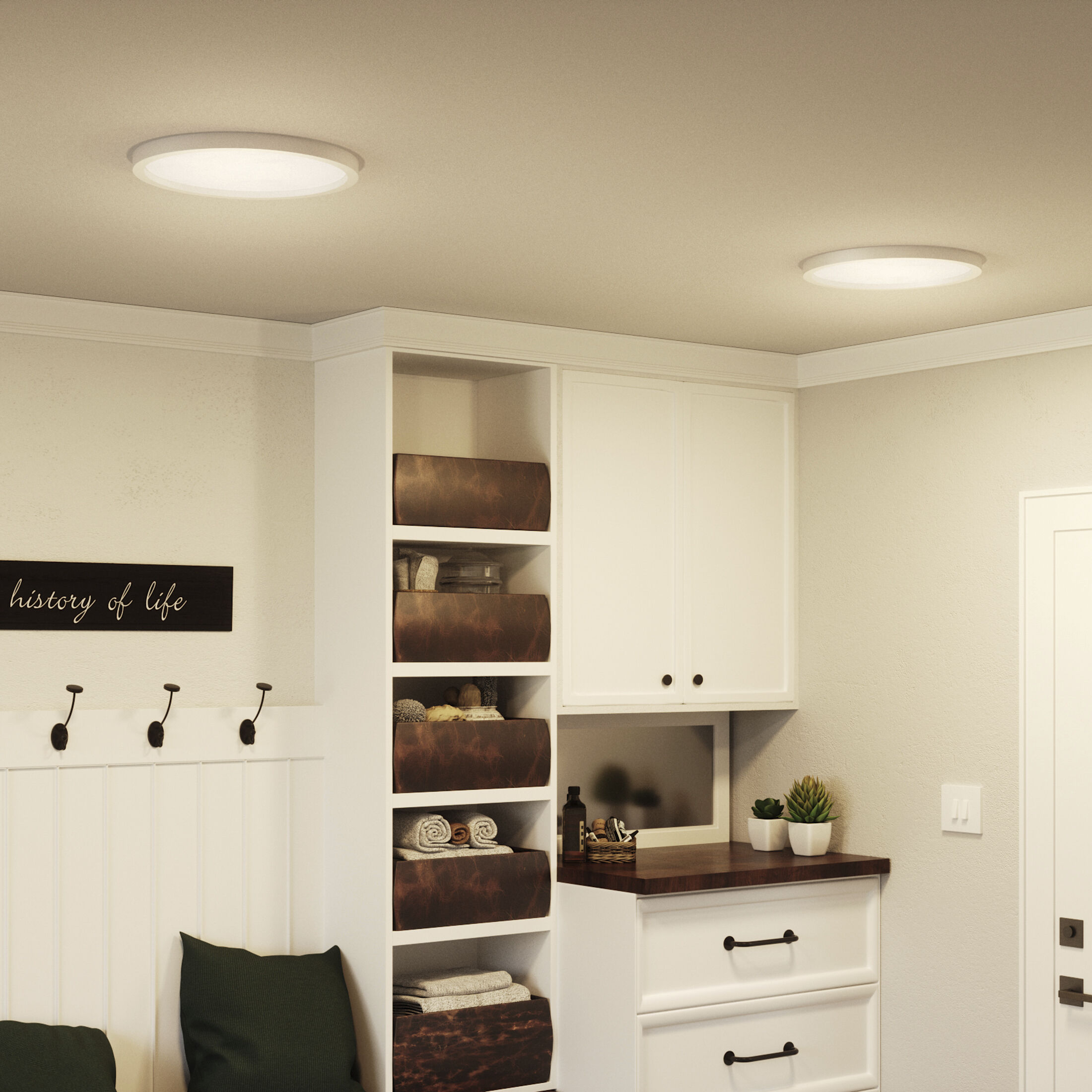 Outskirts LED 15 inch Fresco Flush Mount Ceiling Light in Italian Fresco