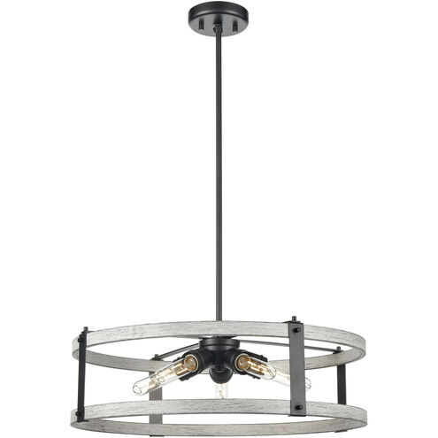 Oakhurst 5 Light Graphite and Birchwood Dual Mount Ceiling Light