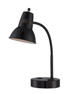 Pagan 20 inch 60.00 watt Black Desk Lamp Portable Light, with USB Port and Power Outlet