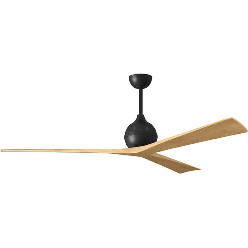 Atlas Irene-3 72 inch Matte Black with Light Maple Tone Blades Ceiling Fan