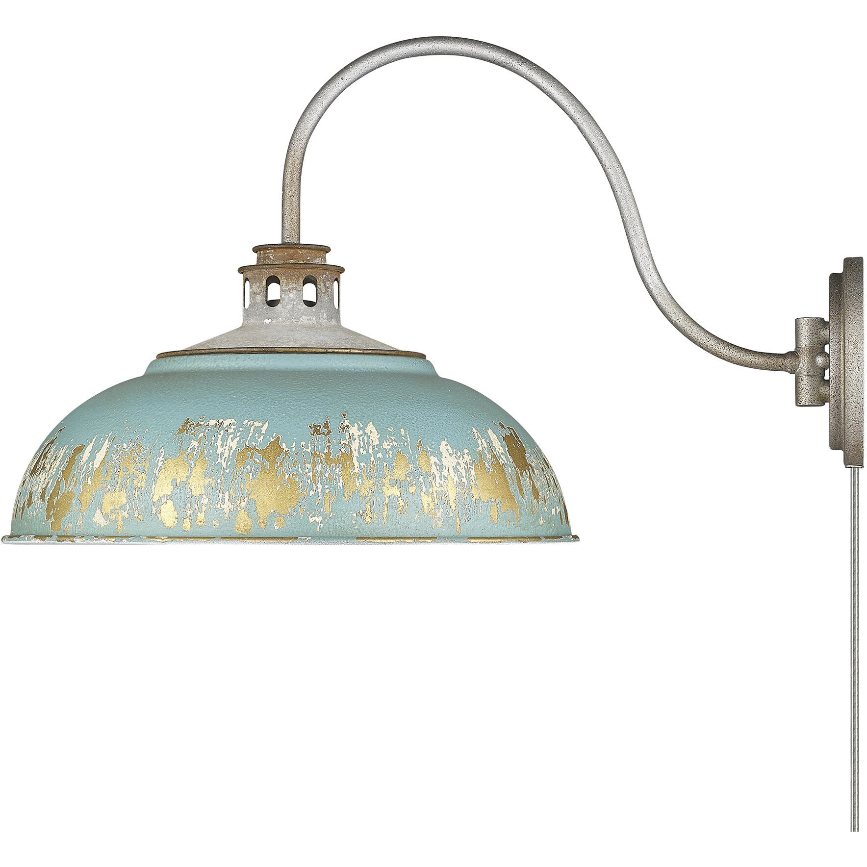 Kinsley 1 Light 14 inch Aged Galvanized Steel Swing Arm Wall Lamp Wall Light in Antique Teal