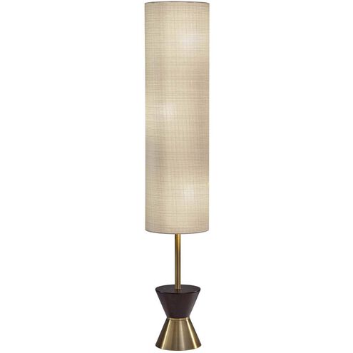 Carmen 59 inch 100.00 watt Antique Brass and Walnut Rubberwood Floor Lamp Portable Light