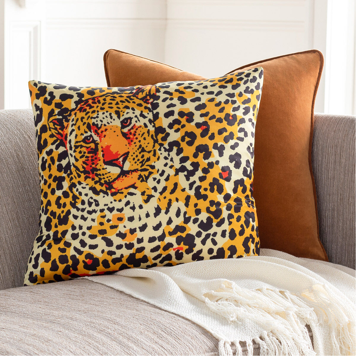 Chloe 18 X 18 inch Butter/Saffron/Black/Bright Orange Pillow Kit, Square