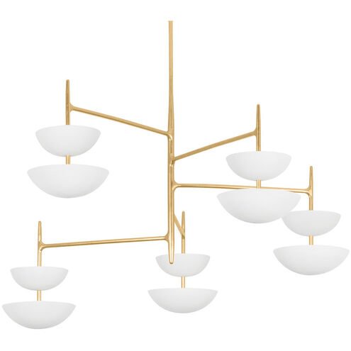 Evander LED 55 inch Vintage Gold Leaf/Gesso White Chandelier Ceiling Light
