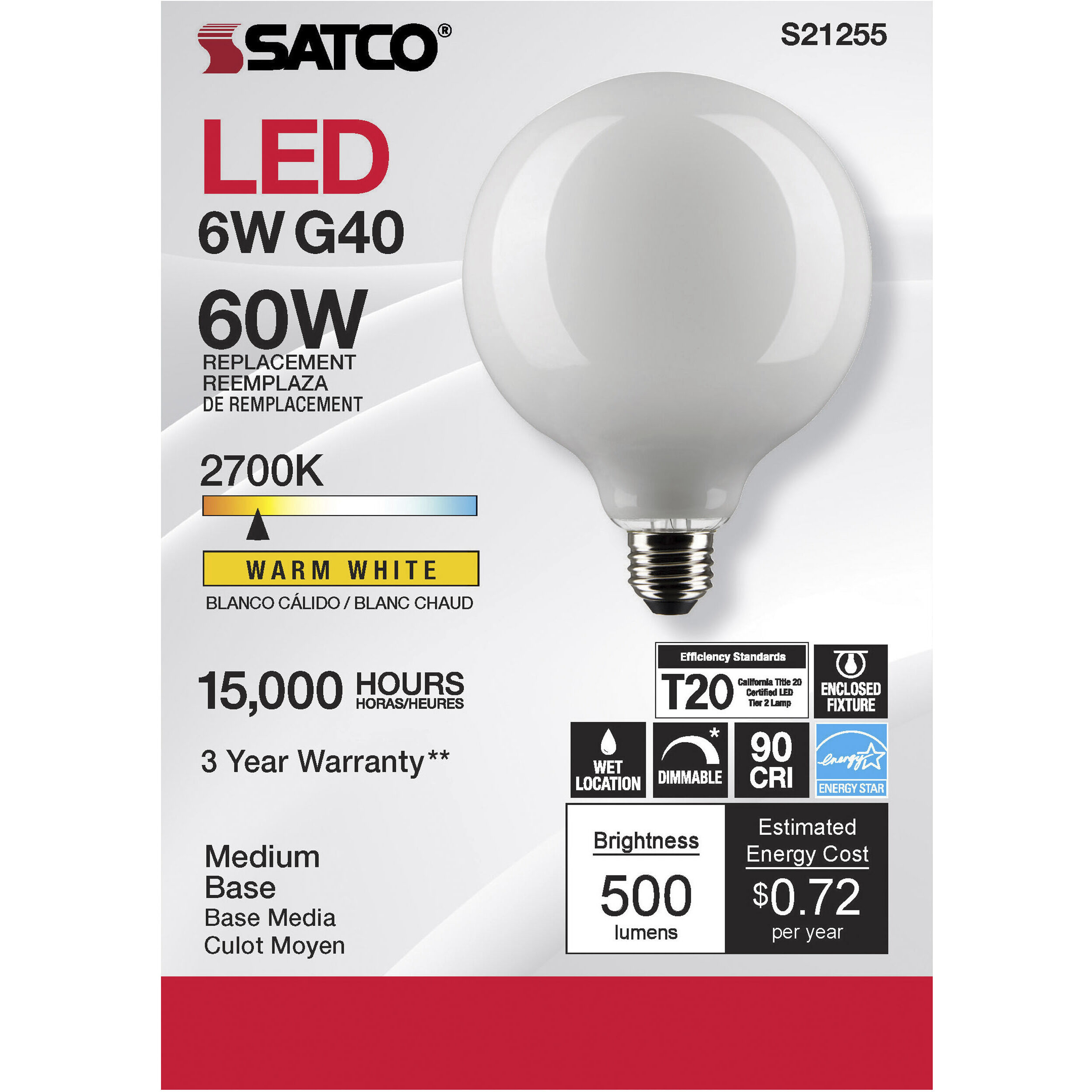 Lumos LED Medium Medium 6.00 watt 2700K LED Filament